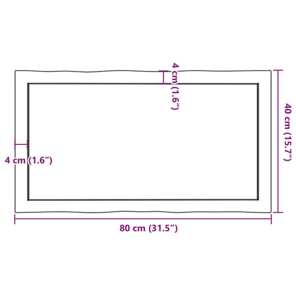 Massivholz Tischplatte aus Eiche 80x40x2-4 cm, behandelte Naturkante für schreibtisch arbeitsplatte ersatz, DIY bauen renovieren, passend für untergestell, Tischoberfläche