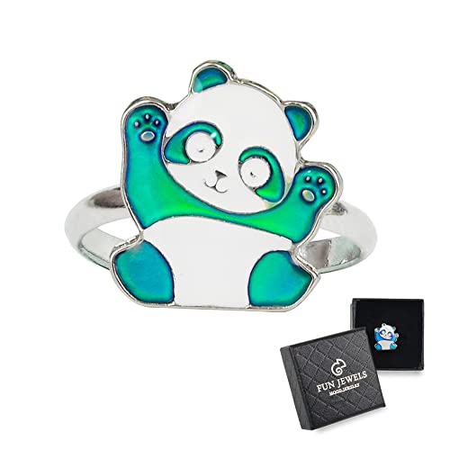 Cute Panda Bear Color Change Animal Mood Ring Gift for Boys Girls Size Adjustable4