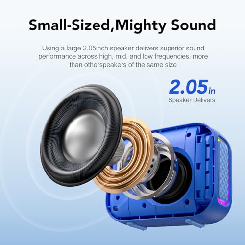Image of dbsono Portable Bluetooth Speaker Line-in Support: IPX5 Waterproof, Blue | Up to 24H Playtime, HD Sound, TWS Pairing, LED Light, Outdoor Speaker for Beach, Pool, Travel, School Supplies for Adult Teen