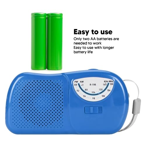 Radio AM FM portátil a batería con altavoz integrado azul miniatura 5