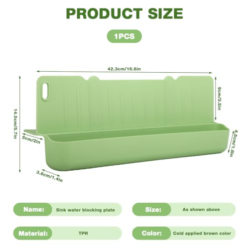 Image of Supvox 16.7 inch Sink Splash Guard in Kitchen with Drain Storage Compartment, L-Shape Suction Cup Silicone Sink Water Shield Panel