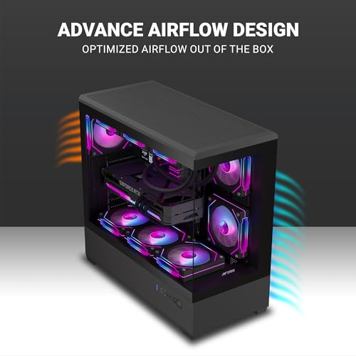 Image of Ant Esports Crystal X6 Lite Mid-Tower Computer Case /Gaming Cabinet - Black | Support E-ATX, ATX, Micro-ATX, Mini-ITX | Pre-Installed 6 ARGB Fans