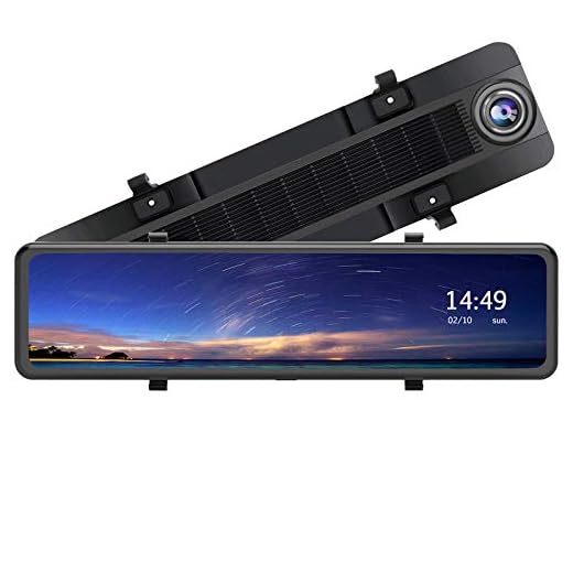 12 Inch Mirror Dash Cam 1080P Front and Rear Dual Lens Backup Camera, Full Touch Screen Mirror Camera,170° Wide Angle and Night Vision