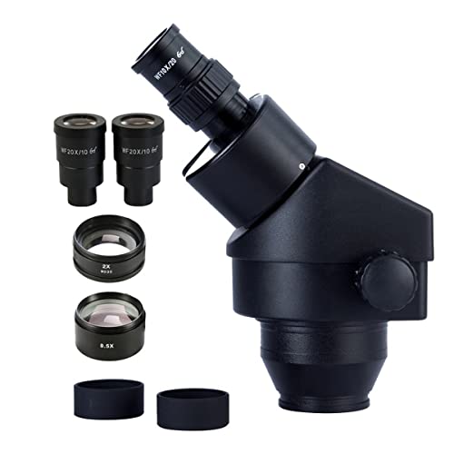 Microscope Black Stereo Zoom Microscope Head 3.5X-180X Trinocular Microscope WF20X Eyepiece(3.5X180X Simul Focal)