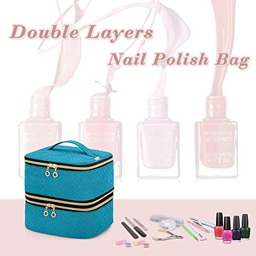Luxja Detachable 2 Layers Nail Polish Organizer - Hold 40 Bottles (15Ml - 0.5 Fl.oz), Nail Polish Case With Tools Storage Pockets (Patented), Teal #TOP6