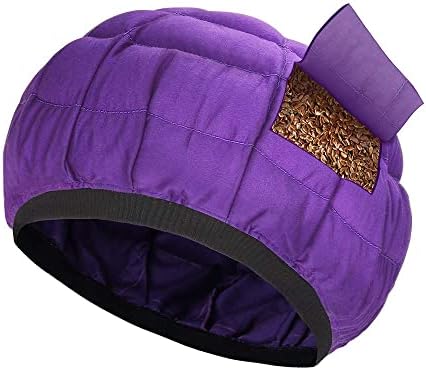 قبعة فيجيشيلي اللاسلكية للترطيب العميق، قابلة للاستخدام في الميكروويف، قبعة حرارية للطبخ بالبخار للسبا الحراري المجعد، 100% من بذور الكتان القطن الطبيعي (أرجواني)