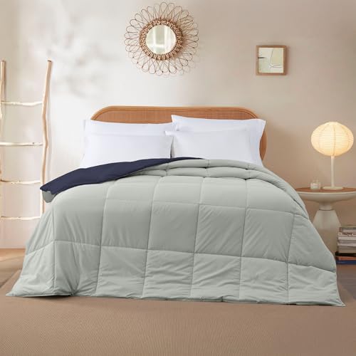 Image of Modern Threads Down Alternative Reversible Comforter Navy /Silver King