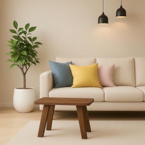 Image of SBF Furniture Mini Flower Side Table, 30 cm, Matte Finish, Modern Minimalist Design, 3 Angled Legs (4P Brown Stool)