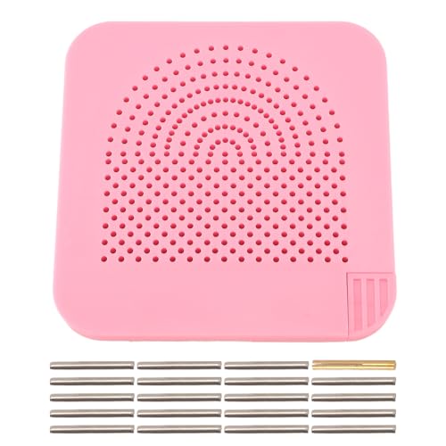 Quilling Guide Board with Storage Drawer, ABS Material, 20Pcs Pins Paper Strip Winding Disc for Crafts Making, Suitable for Various Shapes, Cards, Ornaments (Pink)