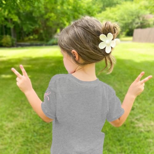 Image of Girls Cute Christian Shirts Kids Pink Bow Shirt Jesus God Faith Tshirts Aesthetic Cross Bible Verse Graphic Tee Tops