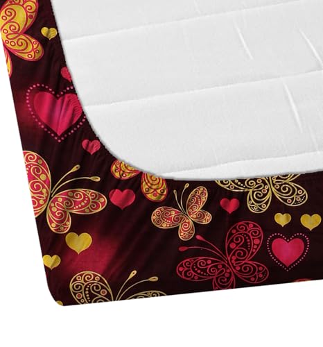 Image of DECORUM Glace Cotton Fitted 1 Bedsheet King Size (72 inchx78 inch) | All Around Elastic | Cotton Feel | 2 Pillow Covers (17 inchx27 inch) | Fits Up to 8 inch Mattress | 200-220 TC | Printed Double Bed Sheet Set