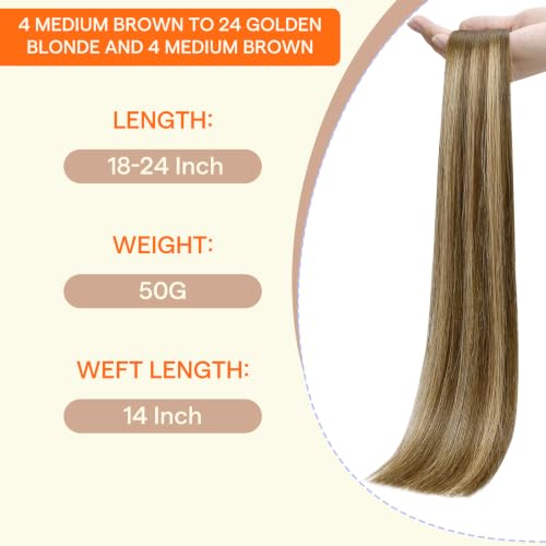 Image of Full Shine Tape in Weft Hair Extensions Human Hair, 50g 24 Inch