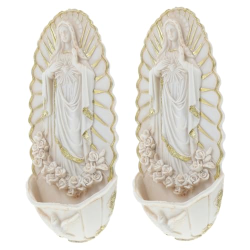 MAGICLULU 2pièces Fontaine Eau Bénite Murale Guadalupe Décoration Intérieure Religieuse Pour Église Et Entrée De Maison Cadeau Première Communion