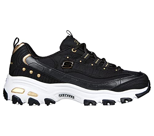 Skechers Skechers Women's Trainers, Black Duraleather Gold Trim, 13
