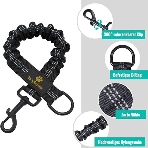 2 stück Verwicklungsfreie Elastische Hundeleine, Keine Verwickelte Doppelte Hundeleine Hundetrainingsleine Reflektierende Elastische Leine Schwarz