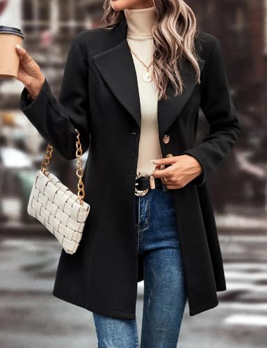 Mywinway Wool Coats for Women Fall Winter Trench Coat Peacoat Long Tweed Blazer Jackets Outwear2