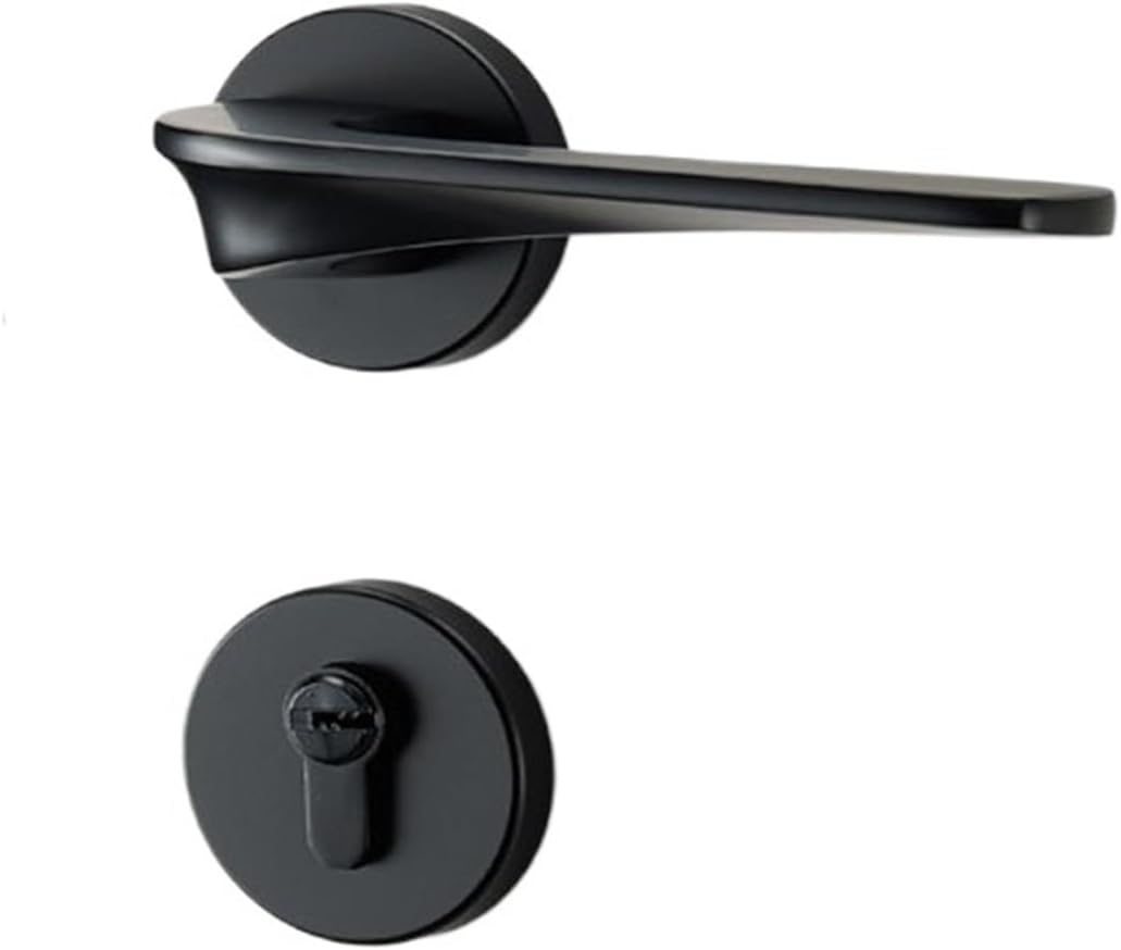 Black Household zinc Alloy Mechanical Door Lock Bedroom Silent Magnetic Split Lock Furniture Hardware(Black 5845 Silent)