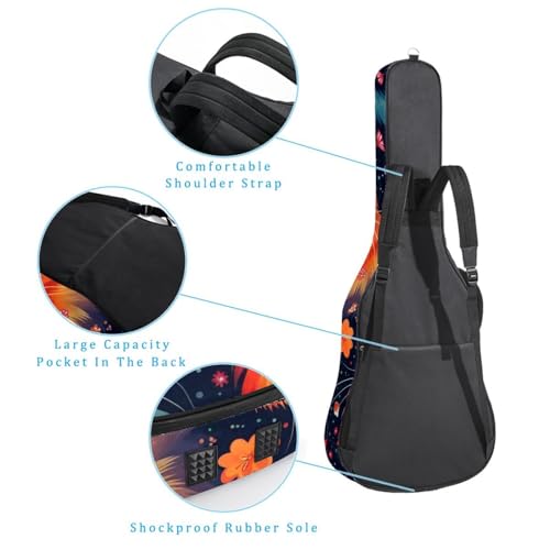 Housse de guitare acoustique multicolore étanche à poches multiples