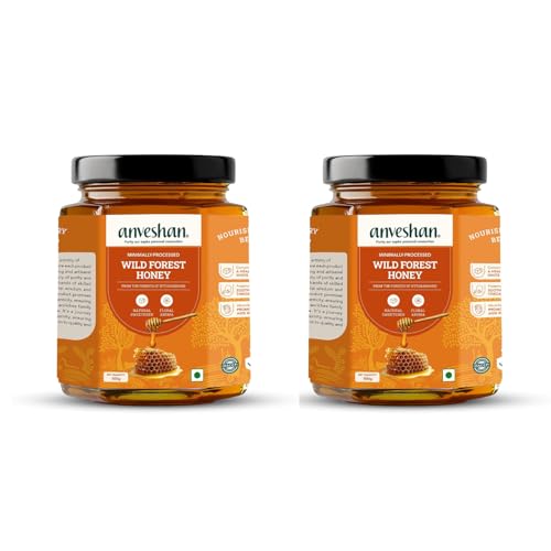 Image of Anveshan Wild Forest Honey 500g | Glass Jar | NMR tested | Raw & Unprocessed | No Added Sugar | Immunity Boosting (Pack of 2)