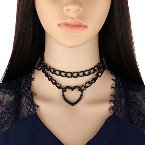 Snollowyy Heart Leather Choker Punk Pu Necklace Goth Choker Soft Collar Chain For Women Girls Gifts  thumb #1