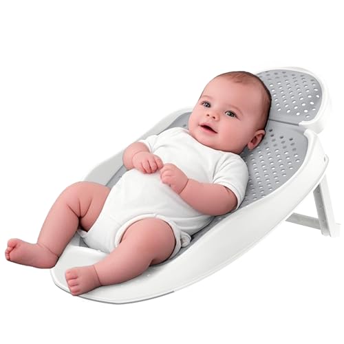 Image of GloTika Baby Bathtub Support for Babies 0-6 Months, Foldable Portable Infant Bathtub, Ergonomic Mesh Baby Bath Tub, Grey