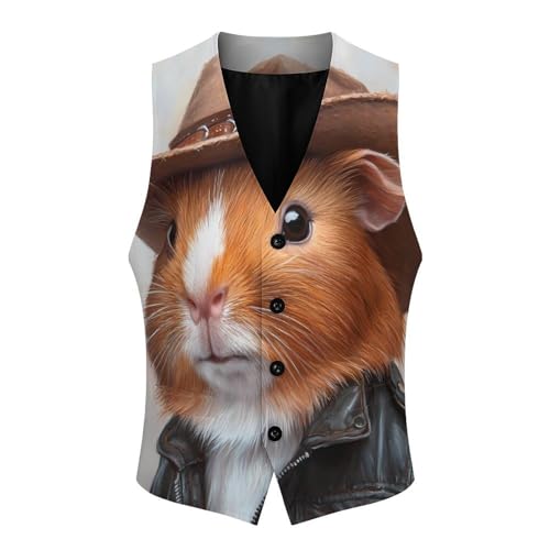 Capybara Men's Suit Vests Business Formal Dress Vest V-Neck Waistcoat for Wedding Casual4