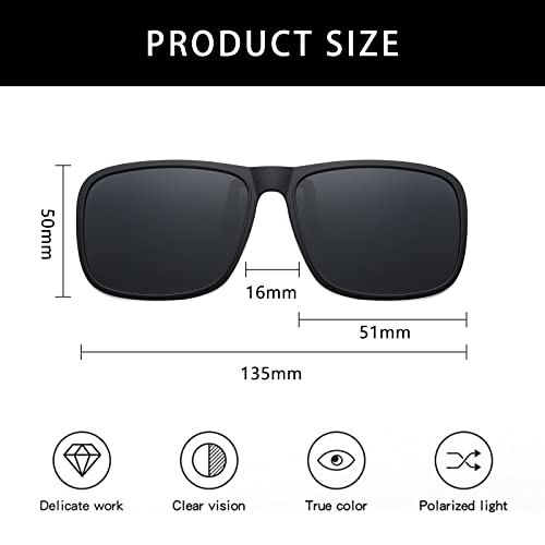 YAMEIZE Polarized Rectangle Clip On Sunglasses - Flip Up Glasses Anti-Glare UV Protection for Men Women Driving Fishing3