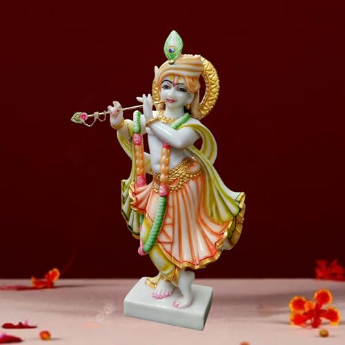 Image of Marble Beautifully Handicraft & Design Lord Krishna Idols Statue Murti (Design-6)