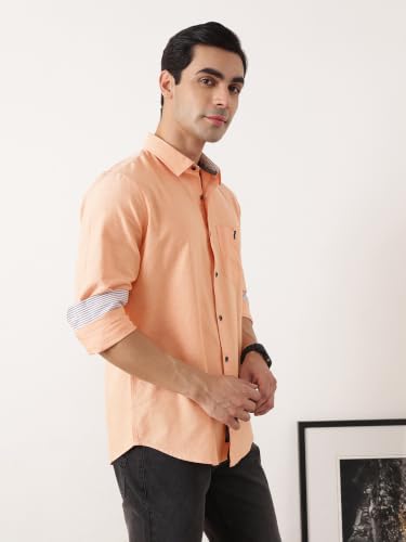Image of Thomas Scott Men Premium Slim Fit Solid Cotton Twill Full Sleeve Shirt