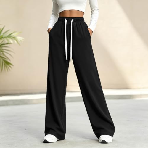 Sweatpants for Women Straight Leg Drawstring High Waisted Yoga Sweat Pants - image 5