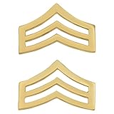 Smith & Warren 7/8'H Sergeant Chevron Collar Brass Rank Insignia Gold Finish Police Military Uniform...