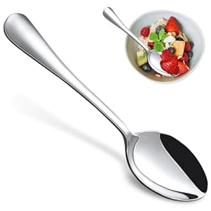 HANSGO 8PCS Dinner Spoons Set, 7.3inch Food Grade Stainless Steel Spoons Silverware Tablespoons for Home Kitchen Restaurant Dishwasher Safe