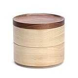 GXYAWPJ Bijoux en bois massif Boîte de rangement-main 2 couche design Frêne couleur 10x8.5cm