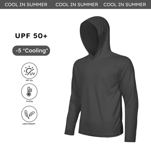 Image of 5 Pack Men's UPF 50+ Sun Protection Hoodie Shirts Long Sleeve Shirts Quick Dry Lightweight for Running Workout Hiking Fishing