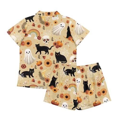 Image of Renewold Women's Short Sleeve Pajama Set Button Down Sleepwear with Notch Collar Soft Lounge Top and Shorts with Pockets