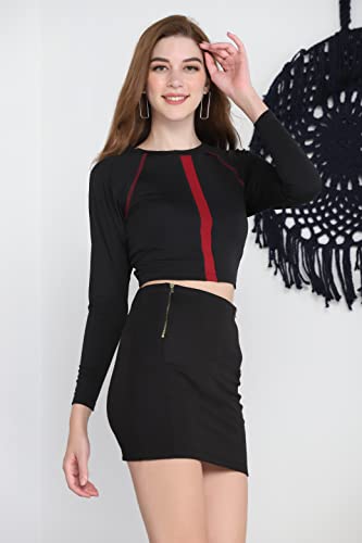 Image of Leriya Fashion Long Sleeve Crop Top Cropped Sweatshirt for Women with Thumb Hole Western Top