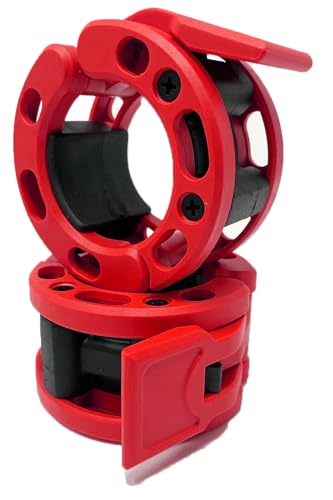 Image of Clout Fitness Olympic Barbell Clamps Collars Quick Release Pair of Locking Weight Clips Fit 2 Inch Barbell for Weightlifting