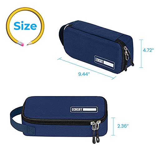 Echsrt Large Pencil Case, Durable Pen Pouch With Big Capacity, Minimalist Portable Stationery Bag With Handle For Office Organizer Aesthetic Blue Pencil Cases #TOP5