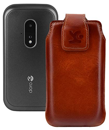 Leder Etui Für Beafon SL140/SL240 - Rot Mit Rückzugfunktion