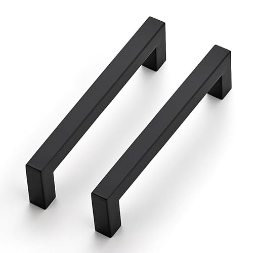 Ravinte 10 Stück Schrankgriffe 128mm Möbelgriffe Schwarz Griffe für Küchenschränke Schrankgriffe Quadratischer Griffe Möbel Rostfreier Edelstahl Türgriffef für Küchengriffe
