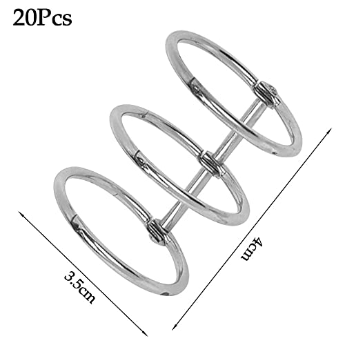 Oikabio Lot de 20 anneaux pour livres, dossiers, feuilles, anneaux pour livres, bureau, charnières 20 mm de diamètre intérieur, argenté + rose