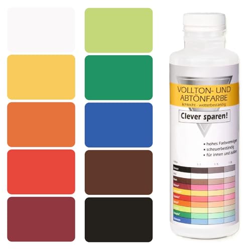 CHANTEMUR Abtönfarbe Vollton-Farbe Mischfarbe für Wandfarbe innen und außen, 500 ml, Schwarz