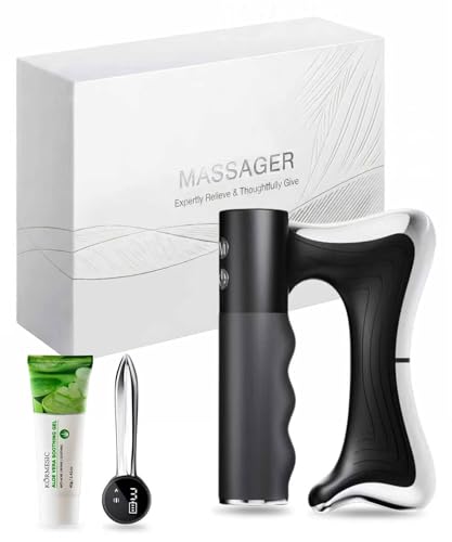 PQSNZ Heated Muscle Scraper with Vibration Massage& Heat Gua Sha Fascia Release Tool for Full Body Muscle Recovery, Ergonomic Design Electric Fascia Knife for Workouts S5G4S5C1 (Black)