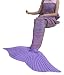 DDMY Mermaid Tail Blanket Knitted Handmade Crochet For kids Teens Adult All Seasons Sleeping Warm Soft Snuggly Living Room Quilt, 72.8''x35.2'', Purple