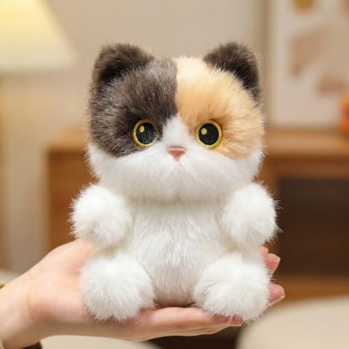 Image of Ditucu Palm-Sized Calico Cat Stuffed Animals Cute Soft Plush Dolls Small Plushies Toys Gifts for Kids 6 inch