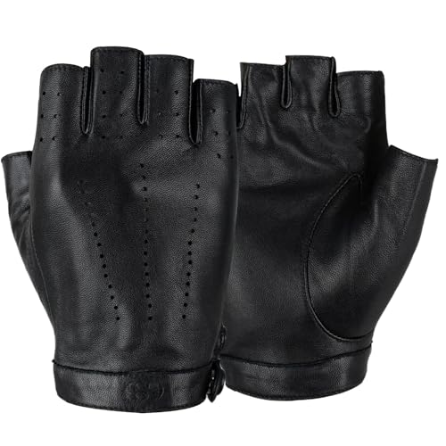 GSG SINCE 1998 Halbfinger Lederhandschuhe Damen – Fingerlose...