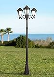 Casa Sorrento Traditional Outdoor Post Light Street Lantern 3 Light Bronze Scroll 90 1/2' White...