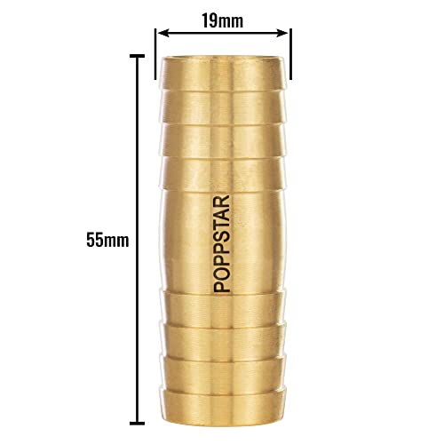 Poppstar 2X Brass Hose Connector 3/4 inch Set including 4X Stainless Steel Hose Clamps for 3/4" (19 mm) Garden Hose - Image 2