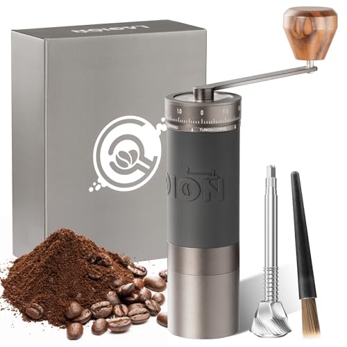 LAOION L6 Manual Coffee Grinder with Straight Handle, Hand Coffee Grinder for Espresso, Moka, Drip, French Press with External Adjustment Ring, Precision-Consistent Stainless Steel Conical Burr