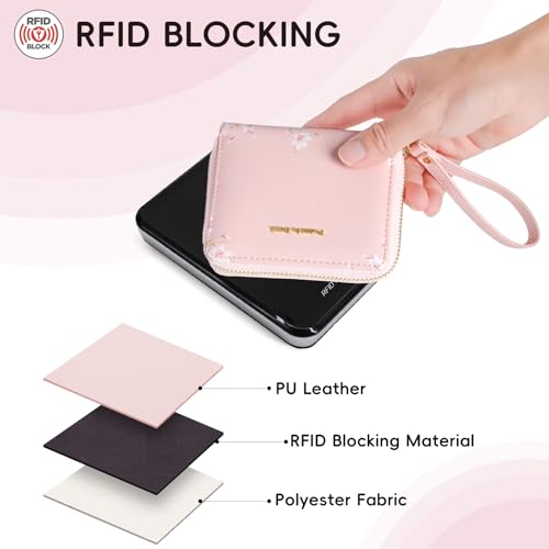 Pomelo Best Small Womens Wallet Leather Credit Holder RFID Blocking with Coin Pocket Zip Around Wristlet Ladies Wallets3